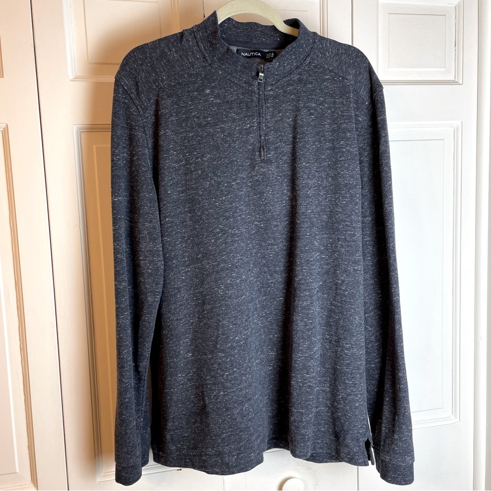 Nautica Men’s Gray Speckled Long Sleeve Quarter Zip Sweater Size XL